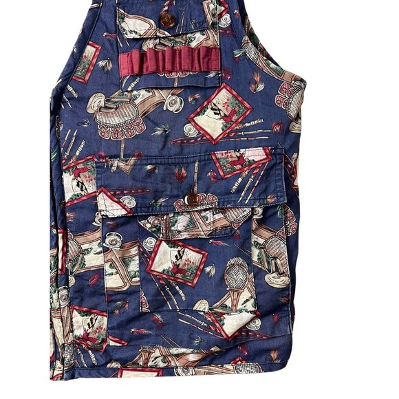 Vintage Line-up Zip Utility Fishing Print Vest  Size M  Halloween Theatre Prop - Picture 3 of 7